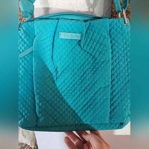 Vera Bradley Women's Quilted Crossbody Adjustable Strap Bag Teal Turquoise Sea - Picture 3 of 8